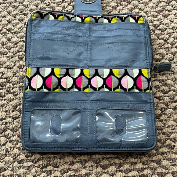 Vera Bradley Turnlock Wallet Gray Microfiber Zip Around Change Pouch Classic - Picture 5 of 7